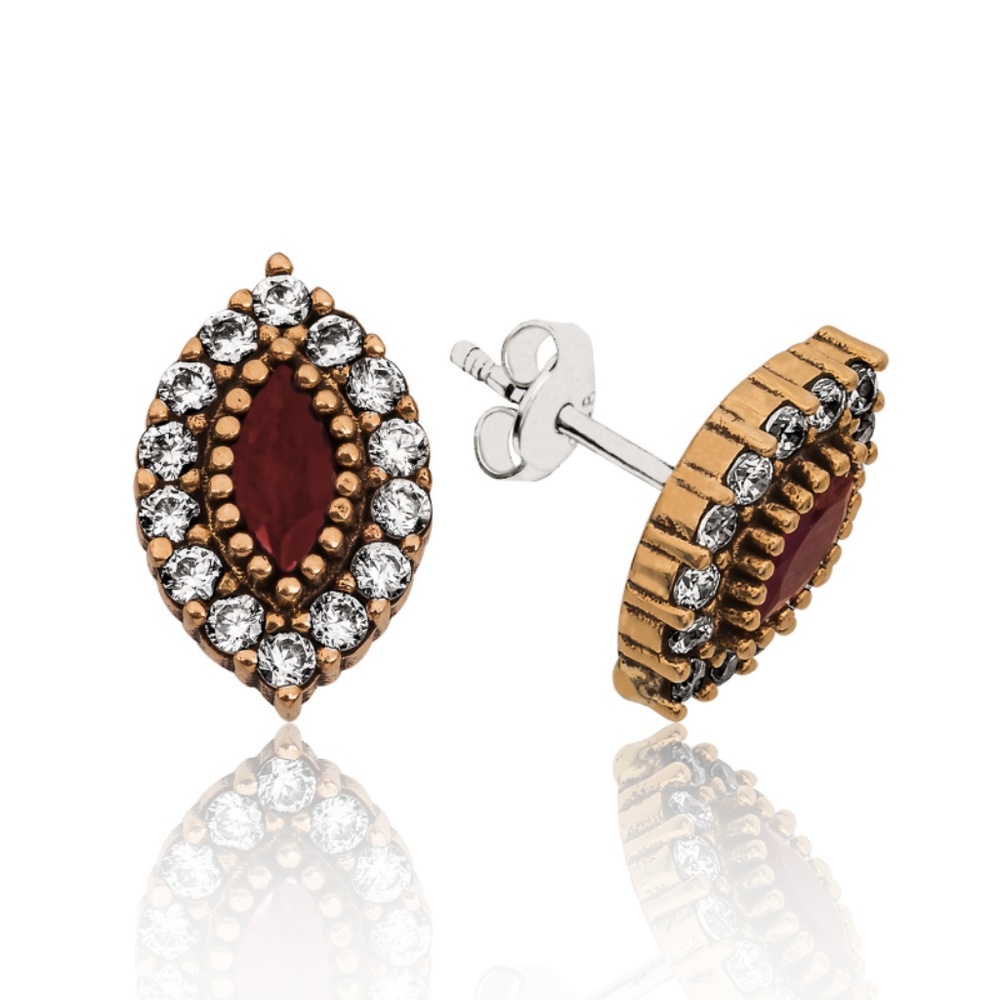 Sterling Silver jade & Cubic Zirconia Earrings - Picture 7 of 8